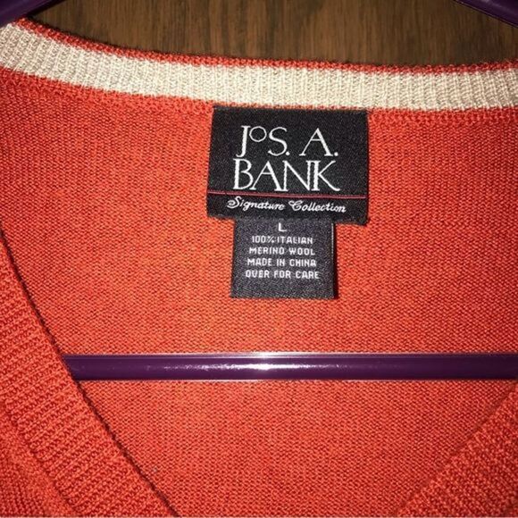 Jos A Bank Men’s 100% Italian Merino Wool Sweater V-Neck Pullover - Picture 4 of 6